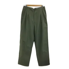 イエナ IENA パンツ ワイド ストレート ロング タック ハイウエスト 無地 36 緑 グリーン