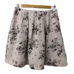 ミッシュマッシュ MISCH MASCH スカート フレア ミニ 花柄 タック 38 ピンク 紫 パープル