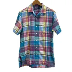 POLO by RALPH LAUREN　チェックシャツ　半袖シャツ　半シャツ　襟　コットン　チェック　オープンカラー　胸ポケット　マドラス織物　アメリカントラッド　古着　/1930