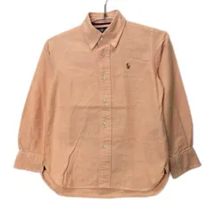 RALPH LAUREN　プレーンシャツ　長袖シャツ　無地シャツ　コットン　無地　ボタンダウン　ワンポイントロゴ　スモールポニー　刺しゅう　キッズ　古着　/3332