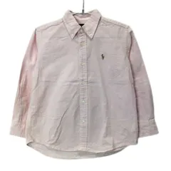 RALPH LAUREN　プレーンシャツ　長袖シャツ　無地シャツ　コットン　ボタンダウン　ワンポイントロゴ　スモールポニー　刺しゅう　キッズ　古着　/3332