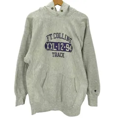 チャンピオン Champion 90S 刺繍タグ 前期 USA製 REVERSE WEAVE カプセルロゴ 3段 プリント プルオーバー パーカー 袖目つき メンズ import：XXL 