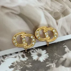 【美品】 クリスチャンディオール  イヤリング CD ロゴ GPメッキ クリップ式 ゴールド アクセサリー ピアス Christian Dior Vintage Earrings Gold Accessories 22368