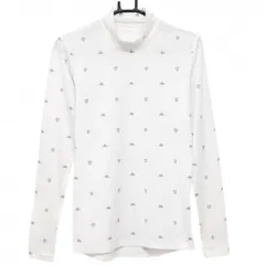 カッパ ハイネックインナーシャツ 白×グレー ロゴ総柄 ストレッチ メンズ M ゴルフウェア Kappa