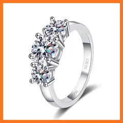 【新品】 [3MNSCD] 婚約指輪 3石ダイヤモンドリング エンゲージリング 合計2カラット スターリングシルバー 記念日の指輪の妻 1