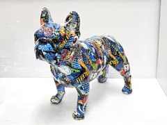【中古品】 フレンチブルドッグ 置物 オブジェ ポップアート グラフィック インテリア 飾り ○YR-19850○
