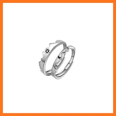 【新品】 Rockyu 指輪 メンズ レディース フリーサイズ ペアリング カップル 人気 太陽 月 指輪物語 誓いをたてる 結婚指輪 婚約指輪 恋人 記念 ファッション アクセサリー (女-月) 1