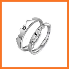 【新品】 Rockyu 指輪 メンズ レディース フリーサイズ ペアリング カップル 人気 太陽 月 指輪物語 誓いをたてる 結婚指輪 婚約指輪 恋人 記念 ファッション アクセサリー (男-日) 1