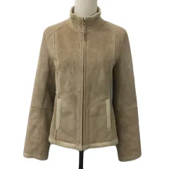 コムサイズム COMME CA ISM ジャケット ブルゾン スタンドカラー ジップアップ 無地 スエード調 ボア 長袖 M ベージュ