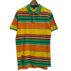POLO by RALPH LAUREN　ポロシャツ　半袖　シャツ　トップス　ハーフボタン　ボーダー　ワンポイント　ブランドロゴ　スモールポニー　刺しゅう　CUSTOM FIT　古着　/1953