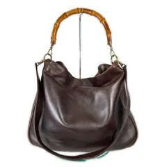 GUCCI グッチ バンブー ショルダーバッグ ブラウン ダークブラウン 本革 バンブー ヴィンテージ レディース