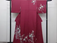 P41924　ボルドー色の　訪問着　袷　ｋ