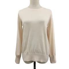 ルクールブラン le.coeur blanc セーター ニット ラウンドネック プルオーバー 無地 ウール 長袖 38 ベージュ ピンク