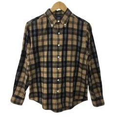 ジムフレックス Gymphlex シャツ カジュアル ボタンダウン チェック 長袖 M 茶 黒 ブラウン ブラック