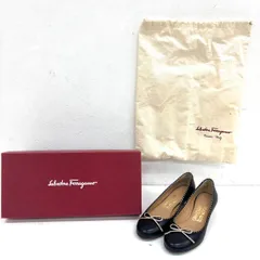お値下げ中！！【中古品】Ferragamo ブラックリボンパンプス レザーパンプス 箱付き サイズ4C Salvatore Ferragamo フェラガモ KA