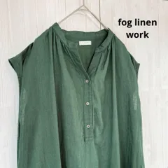 fog linen work フォグリネンワーク 25ss Riia Dress リーア ドレス ワンピース ノースリーブ 緑 グリーン 麻100% リトアニアリネン  染色加工 スキッパー ポケット付 極美品
