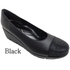 First Contact(ファーストコンタクト)　日本製 美脚 カジュアルパンプス レディース ウエッジソール ブラック　606