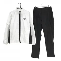 キャロウェイ レインウェア(2WAYジャケット×パンツ) 白×黒 袖着脱可 メンズ L ゴルフウェア Callaway