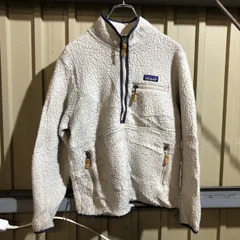 2003 patagonia レトロパイルボアジャケット ホワイト M 相当 パタゴニア ワンポイント 刺繍ロゴ ハーフジップ アウトドア プルオーバー 古着卸 アメリカ仕入