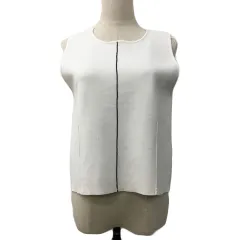 ザラ ZARA カットソー ベスト ニット プルオーバー ラウンドネック 無地 ノースリーブ USA L 白 黒 ホワイト ブラック