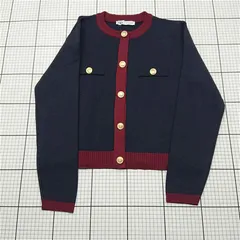 ◇ Θ ザラ ZARA ゴールドボタンカーディガン ネイビー系 レディース Mサイズ E  【1602040054105】