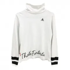 ルコックゴルフ 長袖ハイネックシャツ 白×黒 表微起毛 袖口2ライン レディース L ゴルフウェア le coq sportif