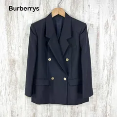 90s Burberrys バーバリーズ ホースロゴ 金ボタン ウール ダブルブレスト テーラードジャケット ネイビー 紺ブレ