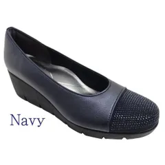 First Contact(ファーストコンタクト)　日本製 美脚 カジュアルパンプス レディース ウエッジソール ネイビー　606