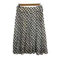 エニィスィス エニシス anySiS スカート フレア 膝丈 薄手 総柄 1 白 黒 ホワイト ブラック