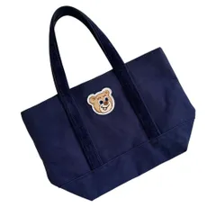 完売品　FEILER フェイラー　オールドテディ ネイビー系　ハンド　トートバッグ　ワッペン　小さいサイズ