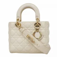 クリスチャン・ディオール(Christian Dior) クリスチャンディオール ハンドバッグ カナージュ レディディオール レザー ホワイト シャンパン 2wayバッグレディース