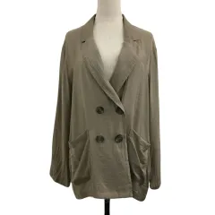 クラシカルエルフ CLASSICAL ELF ジャケット テーラード ダブル シアー 透け感 無地 長袖 M グレー 茶 ブラウン