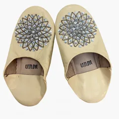 本革バブーシュ モロッコ ルームシューズ おしゃれ アウトレット クリーム