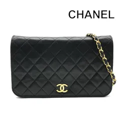 良品 CHANEL シャネル マトラッセ ラムスキン ココマーク プッシュロック チェーン ショルダー バッグ ブラック ブランド 鞄 r754
