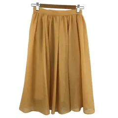 ロッソ ROSSO アーバンリサーチ スカート フレア ひざ丈 レイヤード シアー ウエストゴム F 黄 イエロー マスタード