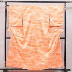 色無地 洗える着物 袷 身丈156cm 裄丈64cm ポリエステル Sランク Mサイズ 広衿 インフォーマル 紋意匠 古典柄 朱系 1214-16024