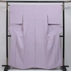 色無地 洗える着物 袷 身丈162cm 裄丈64cm ポリエステル Aランク Lサイズ 広衿 一つ紋（抱き茗荷） セミフォーマル 紋意匠 唐菊 織り出し 紫系 1214-16034