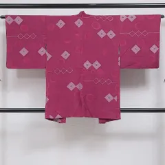 羽織 袷 身丈87cm 裄丈63cm 正絹 Sランク Sサイズ カジュアル 花菱 赤系 紫系 1217-16123