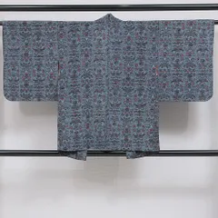 羽織 袷 身丈78cm 裄丈61cm 正絹 Aランク Sサイズ カジュアル 創作柄 水色系 1217-16136