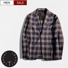 【定価75,900円(税込)】T-JACKET ティージャケット ベーシックな中に上質な遊びが際立ち、大人の味わいと余裕を漂わせるチェック柄 ウール混 ジャケット パープル  テーラード SLIM FIT  TONELLO トネッロ 419-12210007 
