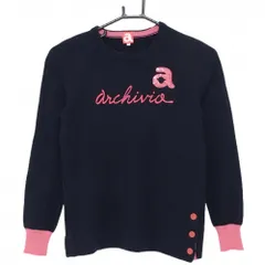 【美品】アルチビオ セーター ダークネイビー ウール混 ロゴ レディース 36(S) ゴルフウェア archivio