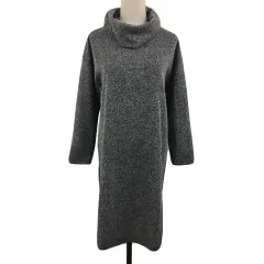 ビームスハート BEAMS HEART ワンピース ニット Iライン ひざ丈 長袖 黒 白 ブラック ホワイト