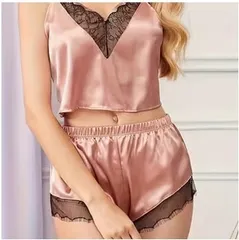 【新品】レディース サテン風 キャミソール パジャマ セットアップ ルームウェア 上下セット 光沢