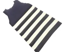 ZARA ザラ ボーダー ノースリーブ ニット ワンピース sizeL/紺 ■◆ レディース
