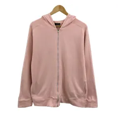 コムサイズム COMME CA ISM パーカー フーディー スウェット ジップアップ 刺繍 ロゴ 長袖 ピンク