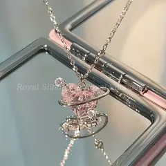 ネックレス ペンダント シルバーカラー 銀色 ハート 惑星 可愛い 個性的 レディース ジュエリー 大人かわいい デイリー ガーリー フェミニン イベント パーティー