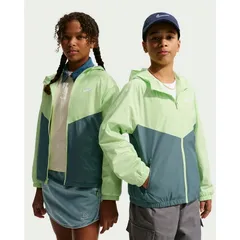 ナイキ ウィンドブレーカー 長袖 キッズ ジュニア NIKE ウィンドランナー フーデッド レペル ジャケット 130-160cm 子供 はっ水 軽量 フード付 ウインドブレーカー  アウター グリーン 緑 スポーツウェア  nike /IF2821-360