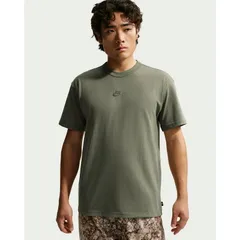 ナイキ 半袖 Tシャツ メンズ NIKE プレミアム エッセンシャル 厚手  ルーズ コットンTシャツ 半袖シャツ クールネック トップス ワンポイント 刺繍ロゴ スポーツTシャツ 綿100％ カーキ オリーブ色 グリーン系 メンズウエア/IH1122-328