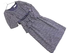 HANAE MORI ハナエモリ ドット フリル Iライン ワンピース size9A3/紺 ■◇ レディース