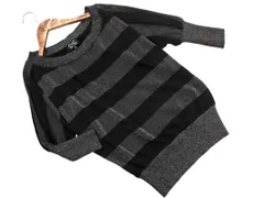 COUP DE CHANCE クードシャンス ラメ ボーダー ドルマン ニット セーター size38/グレーｘ黒 ■◇ レディース